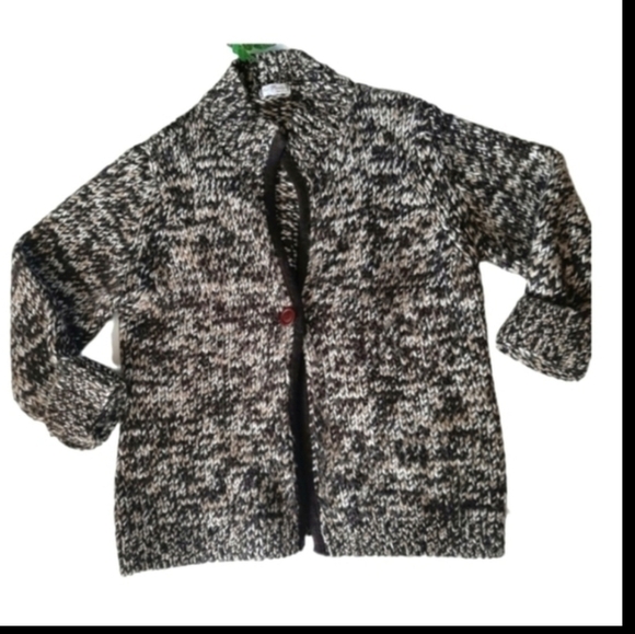 LISA PAOLIERI Designer deep brown marled cardigan Wool blend. Chunky Sz M - Picture 1 of 8